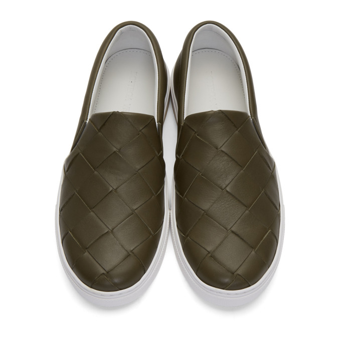 BOTTEGA VENETA BOTTEGA VENETA GREEN MAXI INTRECCIATO SLIP-ON SNEAKERS