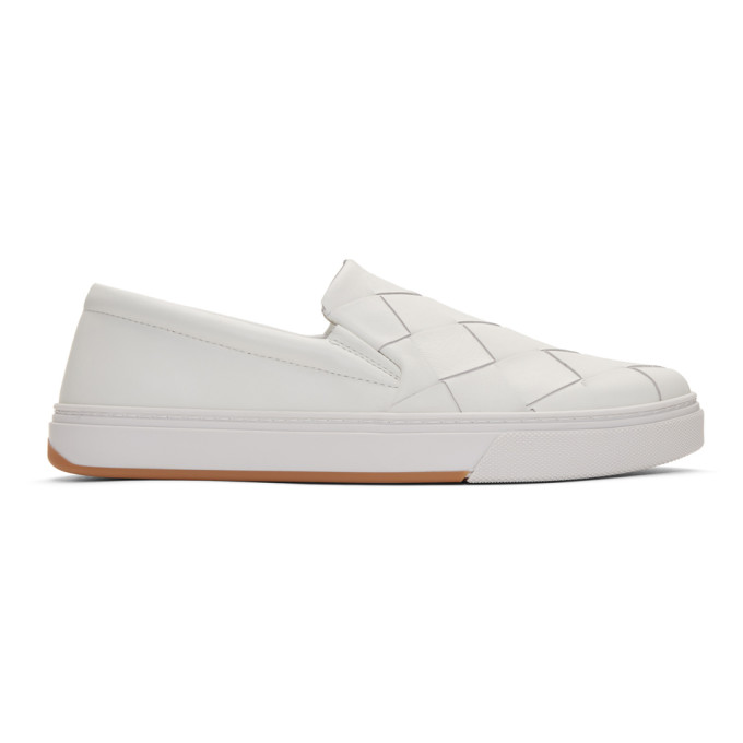 BOTTEGA VENETA BOTTEGA VENETA WHITE MAXI INTRECCIATO SLIP-ON SNEAKERS
