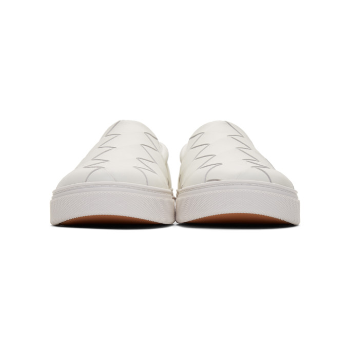 BOTTEGA VENETA BOTTEGA VENETA WHITE MAXI INTRECCIATO SLIP-ON SNEAKERS