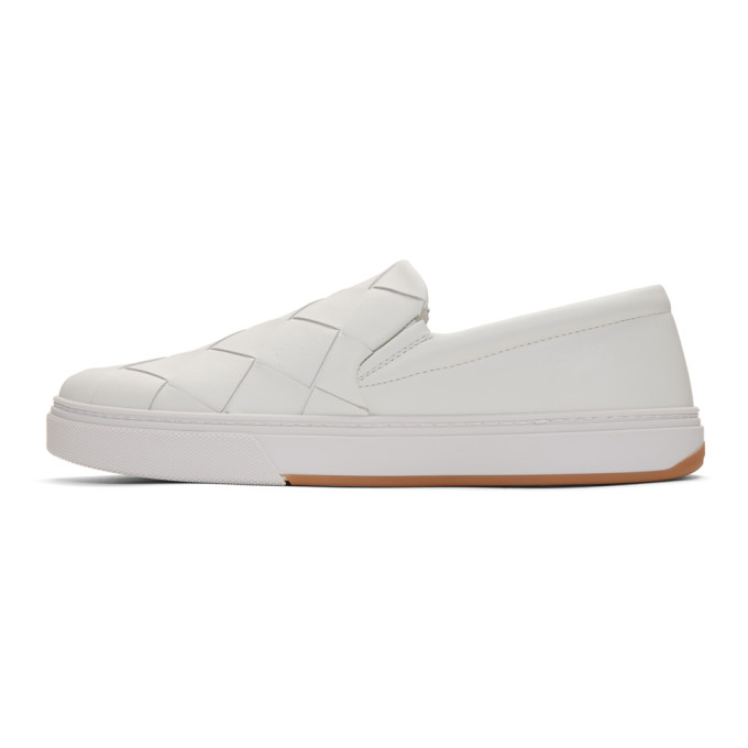 BOTTEGA VENETA BOTTEGA VENETA WHITE MAXI INTRECCIATO SLIP-ON SNEAKERS