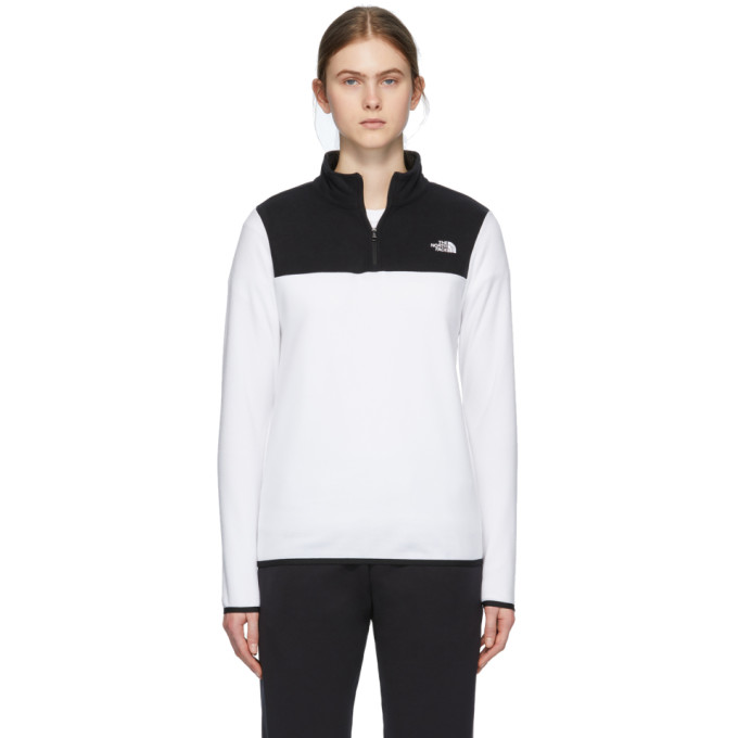 The North Face White And Black Tka Glacier Quarter-zip Sweater In La9 Wht/blk