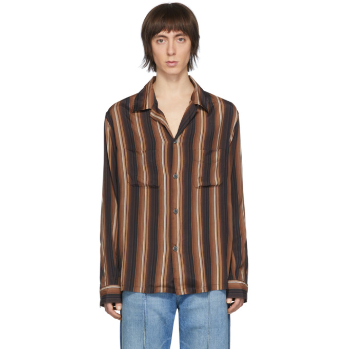 Our Legacy Brown Striped Heusen Shirt In Sofa Stripe | ModeSens