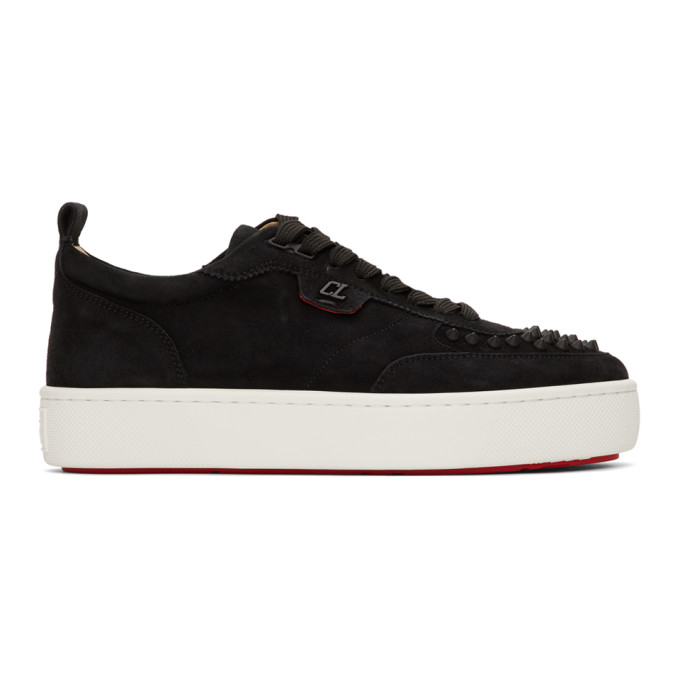 CHRISTIAN LOUBOUTIN Black Suede Happyrui Sneakers