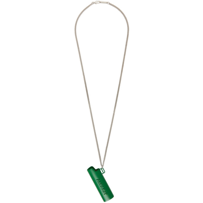 Ambush Embossed Lighter Case Necklace In Green