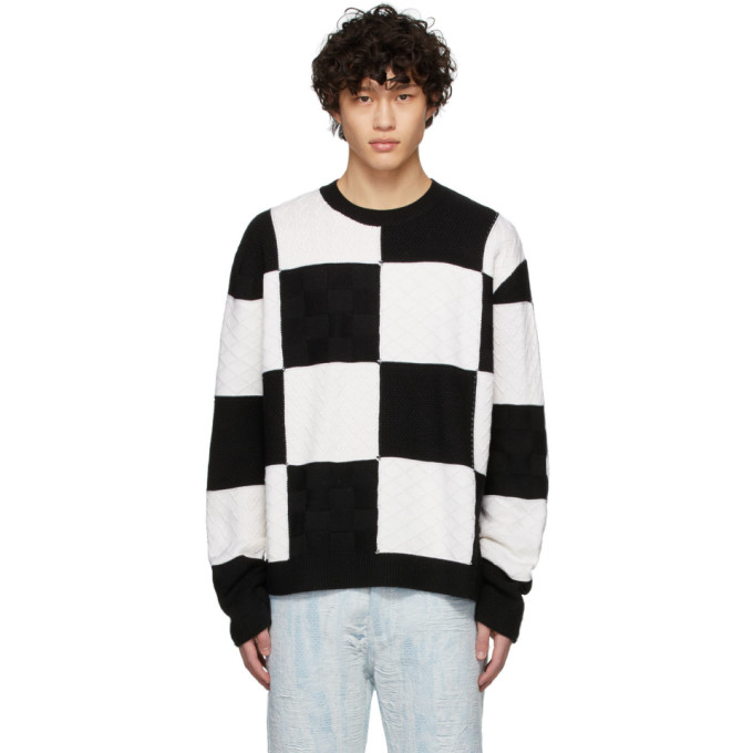 AMBUSH AMBUSH BLACK AND WHITE CHECKERED KNIT SWEATER