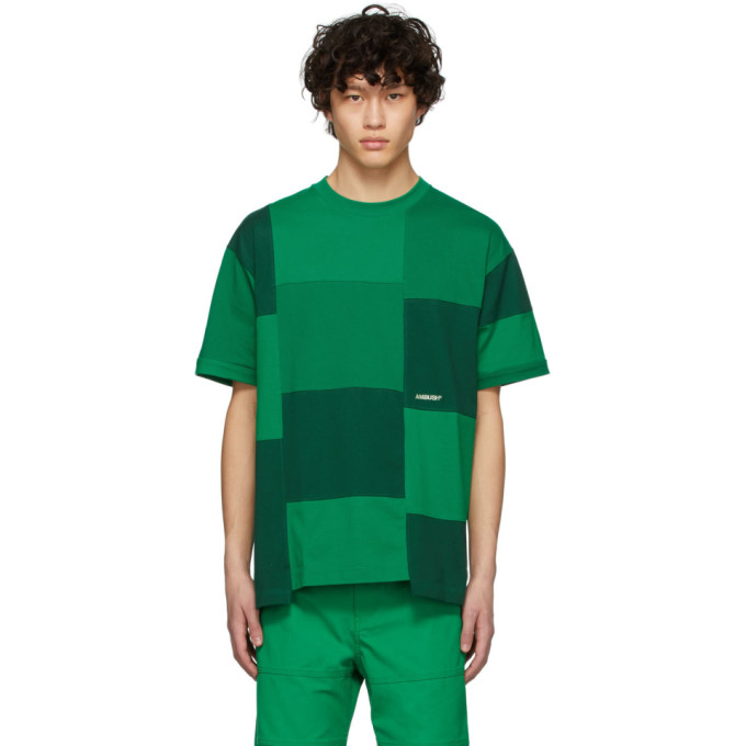 AMBUSH AMBUSH GREEN BLOCK PANEL T-SHIRT