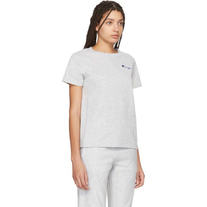 CHAMPION CHAMPION REVERSE WEAVE GREY SMALL SCRIPT T-SHIRT