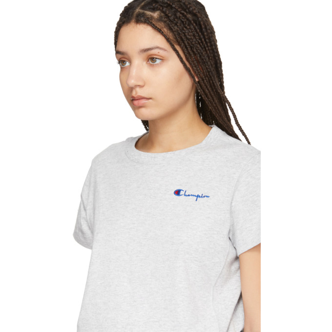 CHAMPION CHAMPION REVERSE WEAVE GREY SMALL SCRIPT T-SHIRT