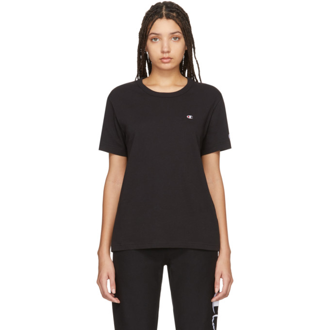 CHAMPION CHAMPION REVERSE WEAVE BLACK LOGO T-SHIRT