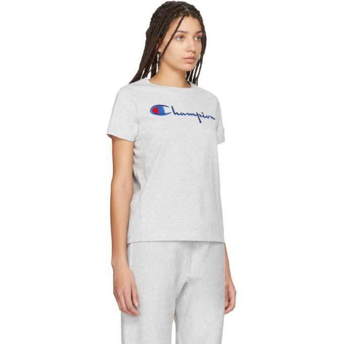 CHAMPION CHAMPION REVERSE WEAVE GREY BIG SCRIPT T-SHIRT