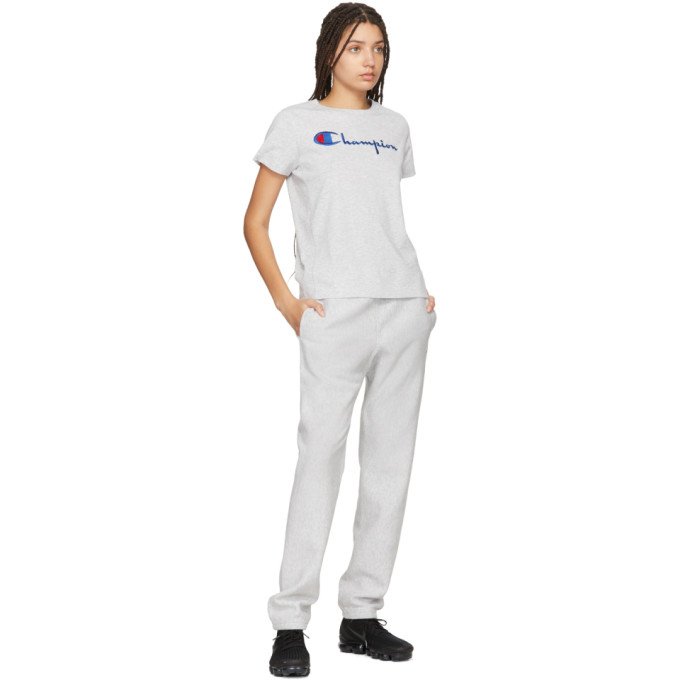 CHAMPION CHAMPION REVERSE WEAVE GREY BIG SCRIPT T-SHIRT