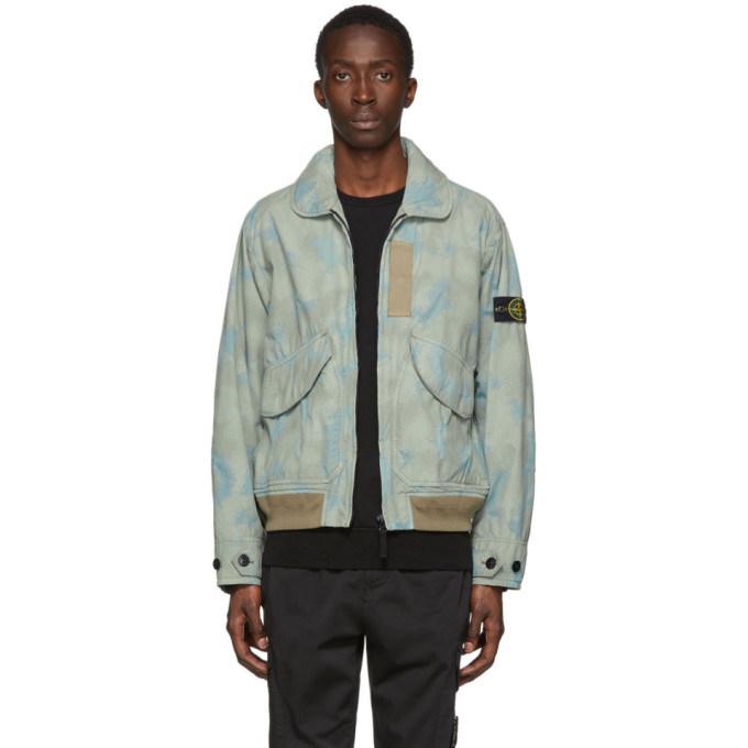 STONE ISLAND STONE ISLAND GREEN AND GREY CAMOUFLAGE DEVORE WATRO JACKET