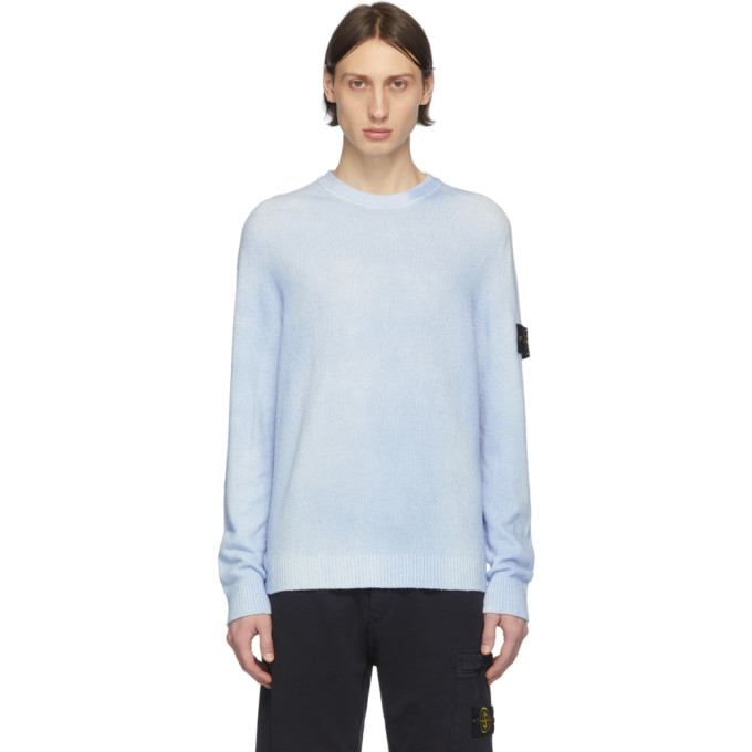 STONE ISLAND STONE ISLAND BLUE HAND-DYED KNIT SWEATER