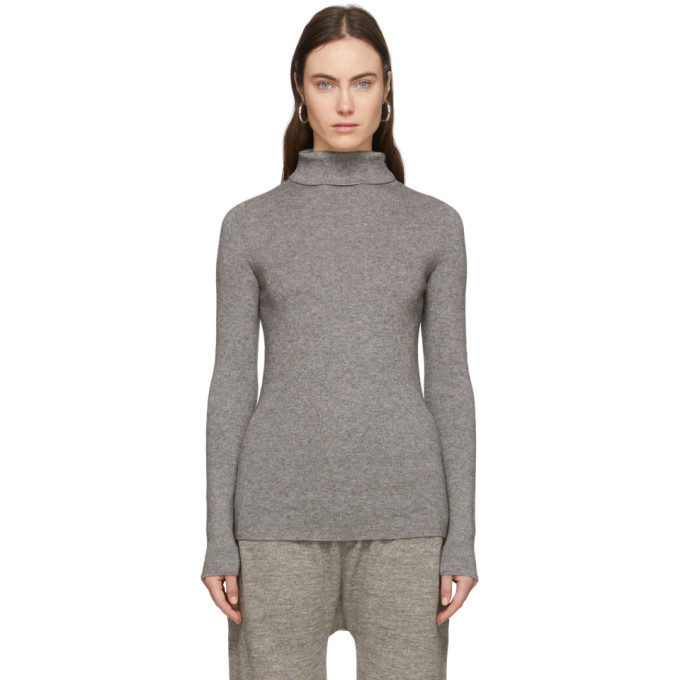 Lauren Manoogian Grey Alpaca Rib Turtleneck In Grey Melang