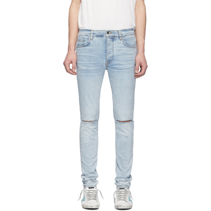 Amiri Blue Slash Jeans In Sky