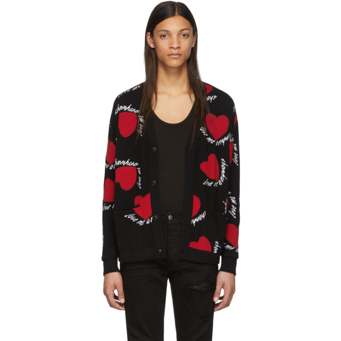 AMIRI AMIRI BLACK CASHMERE HEARTS CARDIGAN