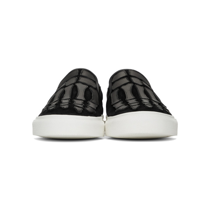 AMIRI AMIRI BLACK SKELETON TOE SLIP-ON SNEAKERS