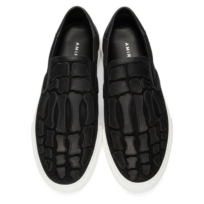AMIRI AMIRI BLACK SKELETON TOE SLIP-ON SNEAKERS