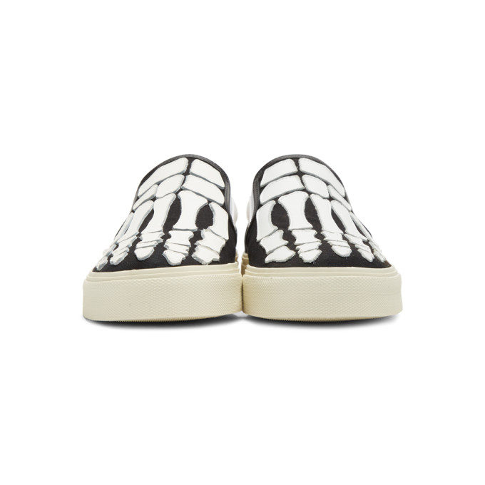 AMIRI AMIRI BLACK AND WHITE SKELETON TOE SLIP-ON SNEAKERS