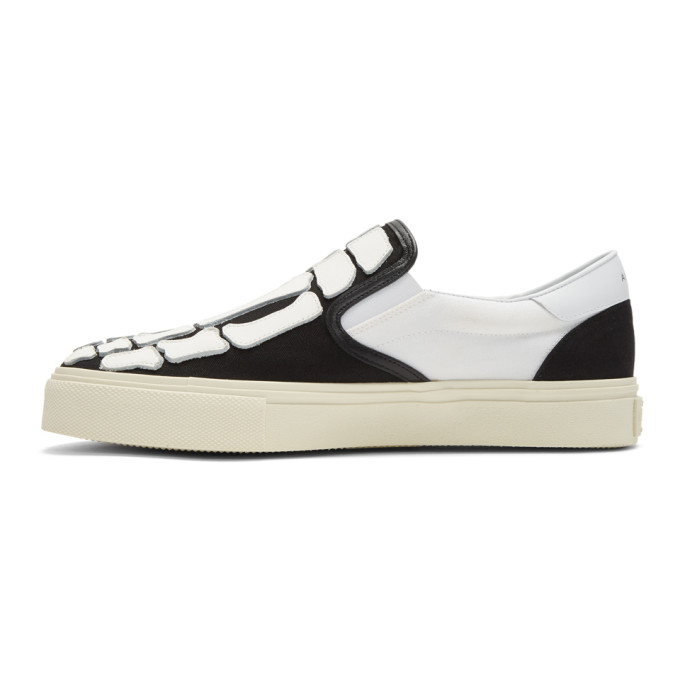 AMIRI AMIRI BLACK AND WHITE SKELETON TOE SLIP-ON SNEAKERS