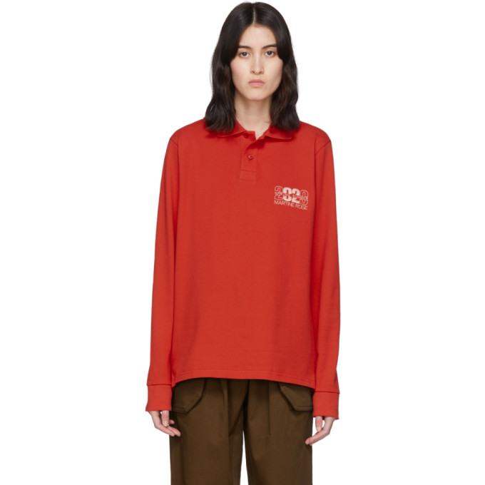 MARTINE ROSE MARTINE ROSE RED JACQUARD POLO