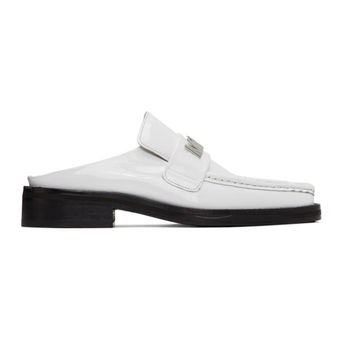 MARTINE ROSE SSENSE EXCLUSIVE WHITE PATENT LEATHER LOAFERS