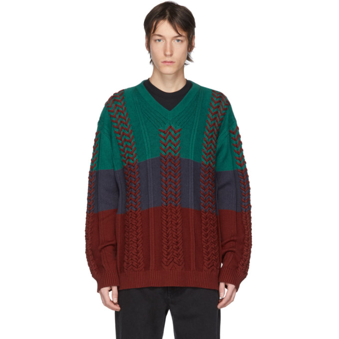 Y/PROJECT Y/PROJECT MULTIcolour BRAIDED KNIT V-NECK jumper