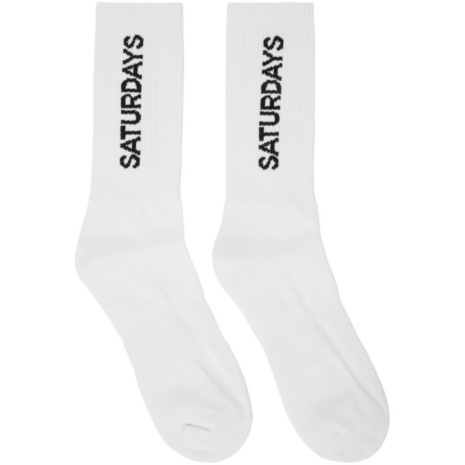 Saturdays Surf Nyc White Logo Socks