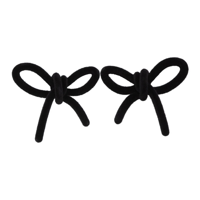 Shushu-tong Ssense Exclusive Black Yvmin Edition Velvet Bow Earrings