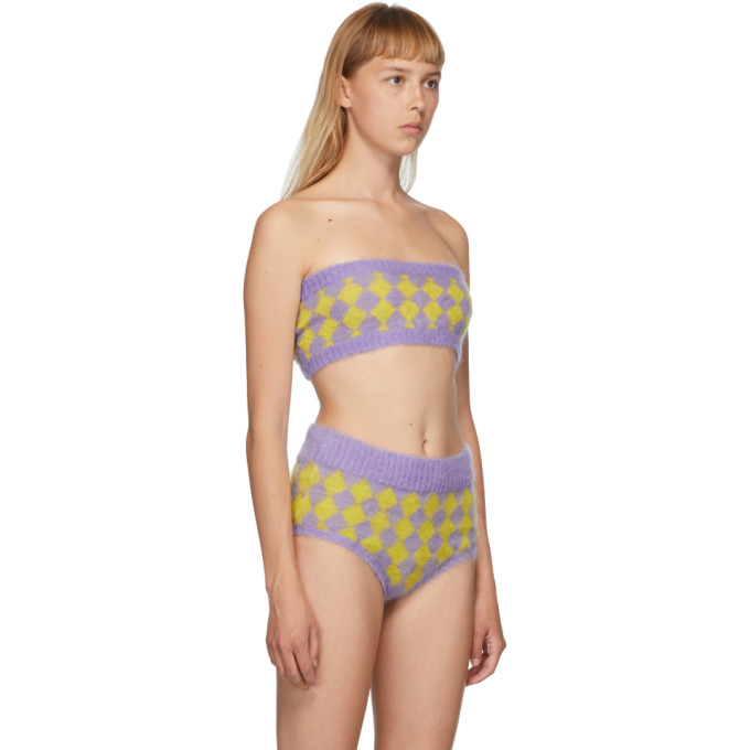 ASHLEY WILLIAMS ASHLEY WILLIAMS PURPLE AND YELLOW MOHAIR DIAMOND BRA