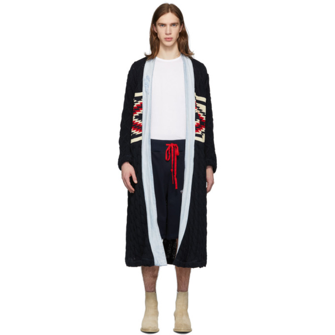 Greg Lauren Navy Paul And Shark Edition Long Kimono Coat