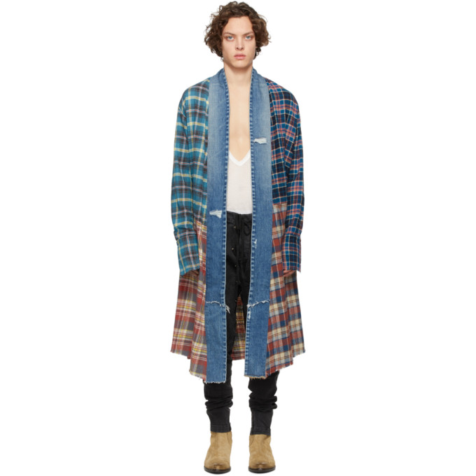 GREG LAUREN GREG LAUREN MULTICOLOR LONG KIMONO STUDIO SHIRT