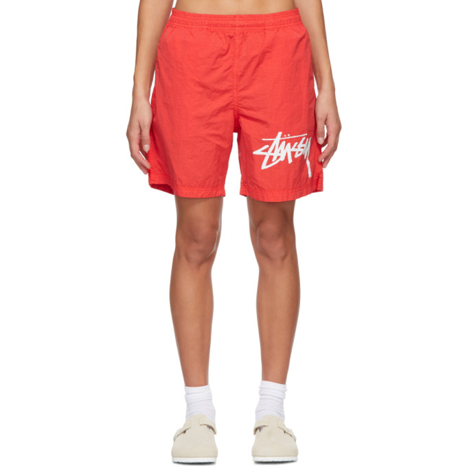 red nike nylon shorts