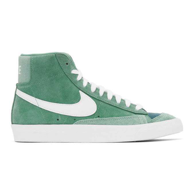 Nike Green and White Suede Blazer Mid 77 Sneakers