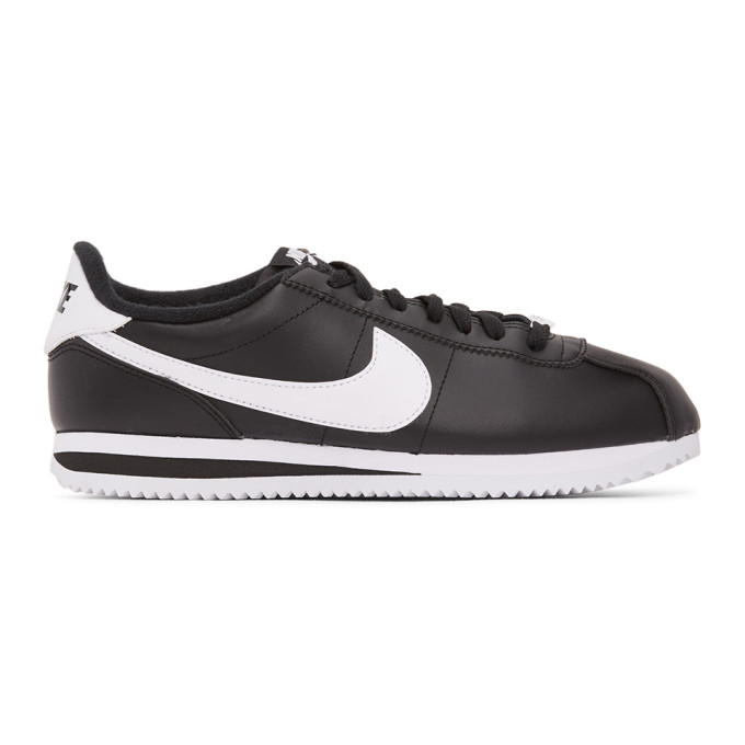 nike cortez black and white nylon