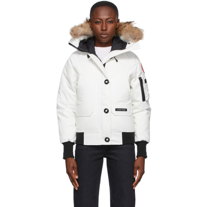 Canada Goose White Down Chilliwack Bomber Jacket