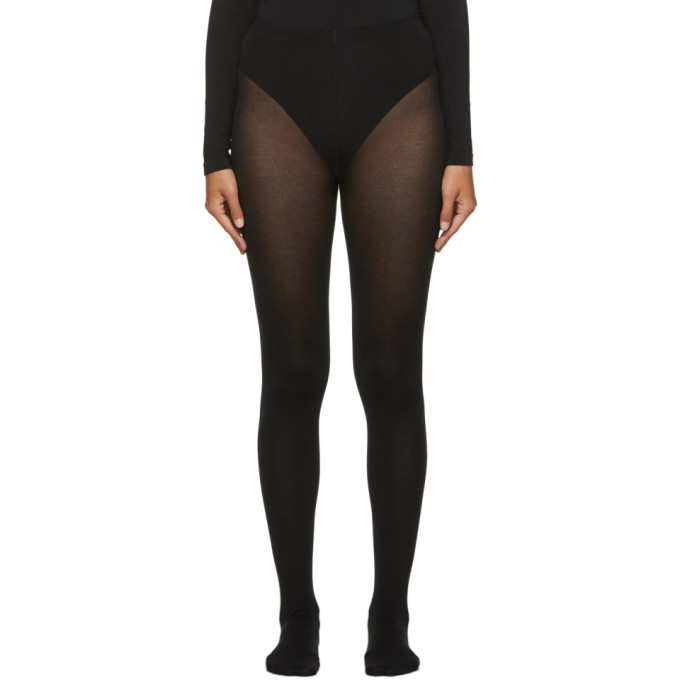 Wolford Black Cotton Velvet Tights