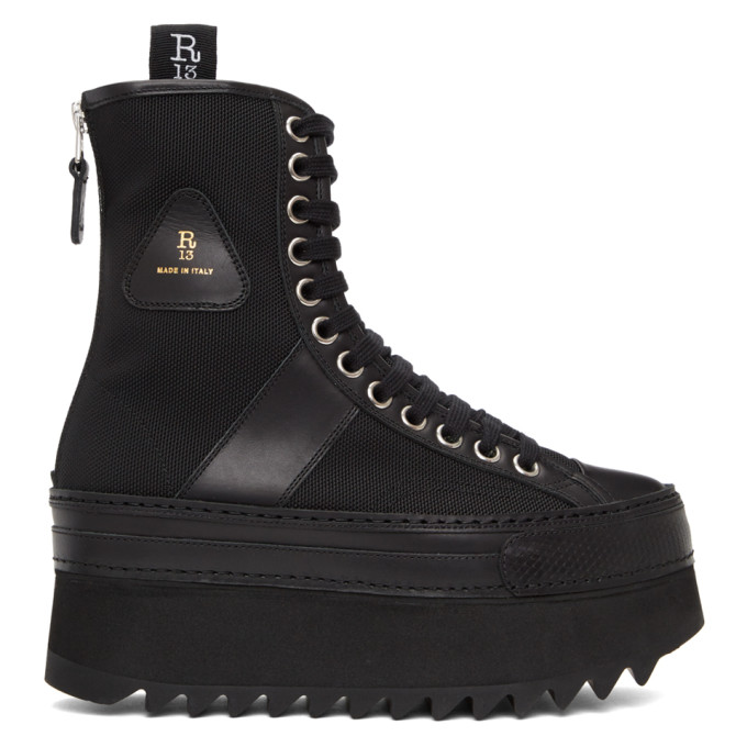 R13 Black Tall Winter Platform Boots