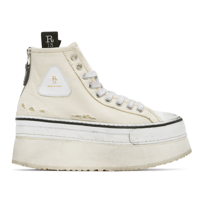 R13 Off-White Platform High-Top Sneakers