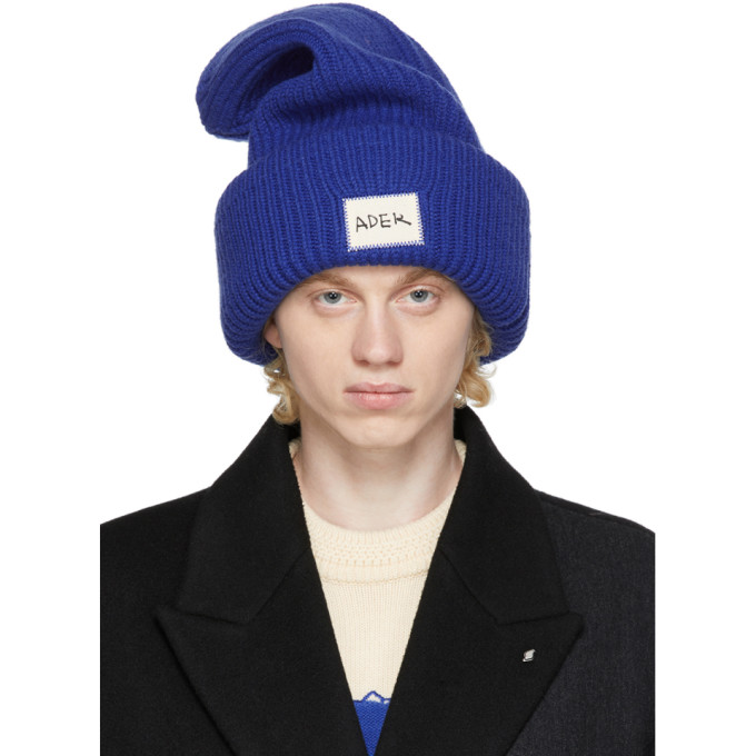 Click to view more detailed imagery on our partner's website Ader Error Blue Crumple Logo Beanie
