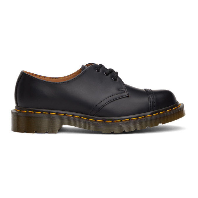 Comme des Garcons Homme Deux Black Dr. Martens Edition Made In England Straight Toe Cap Derbys