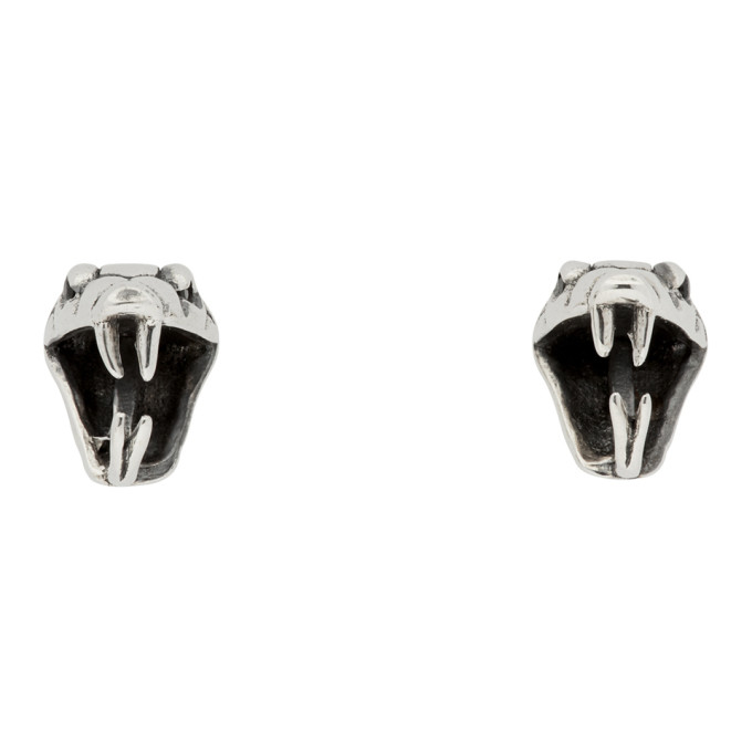 SSENSE Exclusive Silver Snake Bite Earrings