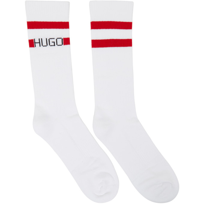 Hugo White Skater Length Logo Socks 202084M22020001