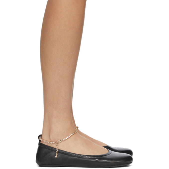 Gianvito Rossi Black Ankle Chain Ballerina Flats