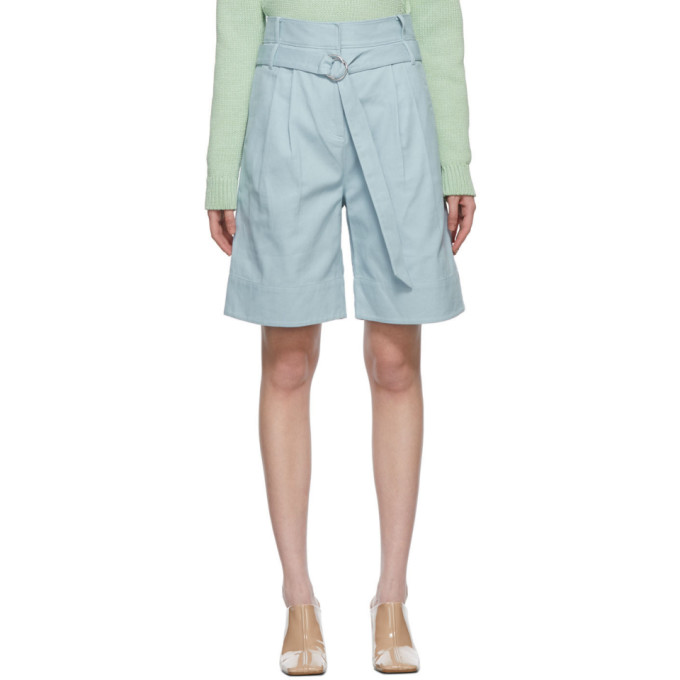 Tibi Blue Gabardine Stella Shorts