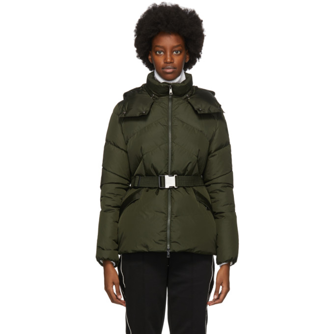 Click to view more detailed imagery on our partner's website Moncler Green Down Aloes Coat In 833 Olive