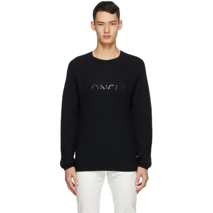 Moncler Black Wool Logo Sweater