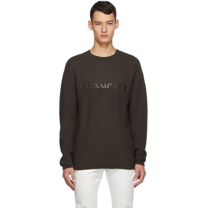 Moncler Khaki Wool Logo Sweater