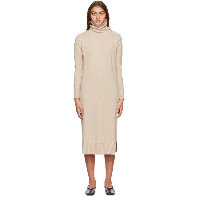 Max Mara Beige Wool Musa Turtleneck Dress