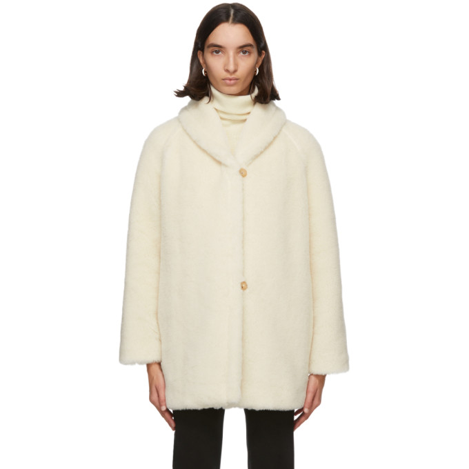 Max Mara オフホワイト アルパカ and シルク Teddy コート